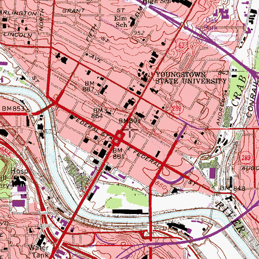 Topographic Map of Nathaniel R Jones Federal Building and United States Courthouse, OH