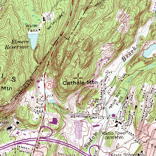 Topographic Map of Cathole Mountain, CT
