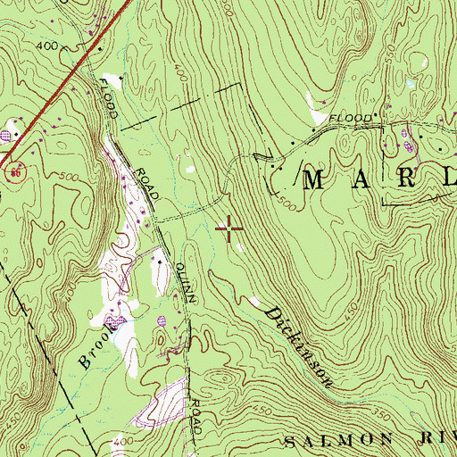 Topographic Map of Cattle Lot Brook, CT