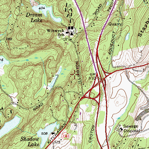Topographic Map of Kitchawan Woods, NY