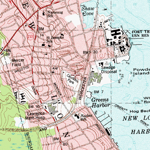 Topographic Map of Caulkins Park, CT