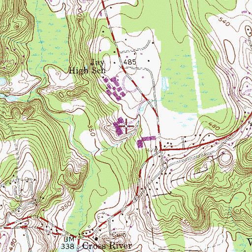 Topographic Map of John Jay Middle School, NY