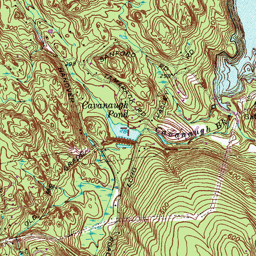 Topographic Map of Cavanaugh Pond, CT