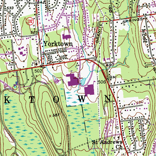 Topographic Map of Yorktown High School, NY
