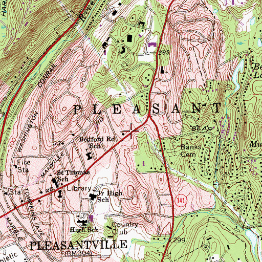 Topographic Map of Pleasantville Community Synagogue, NY