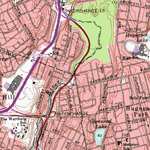 Topographic Map of Interchange 14, NY