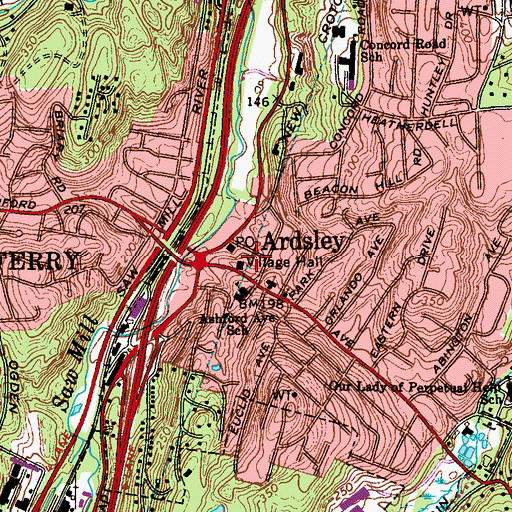 Topographic Map of Ardsley Village Hall, NY
