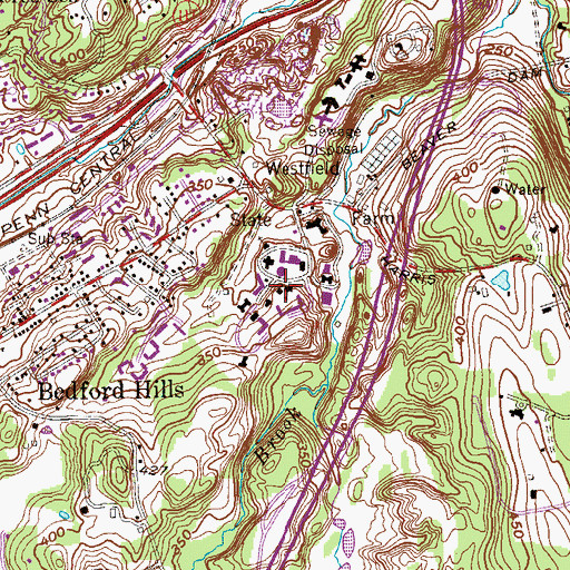 Topographic Map of Bedford Hills Correctional Facility, NY