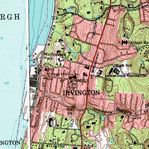 Topographic Map of Irvington Village Hall, NY