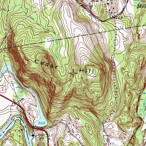 Topographic Map of Cedar Hill, CT
