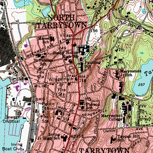 Topographic Map of Tarrytown Village Hall, NY