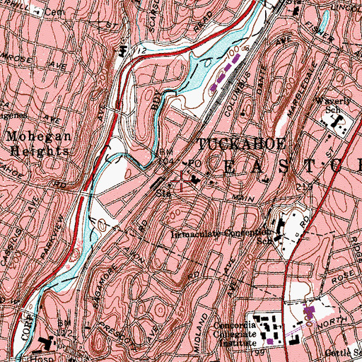 Topographic Map of Tuckahoe Village Hall, NY