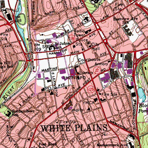 Topographic Map of Westchester County Courthouse, NY