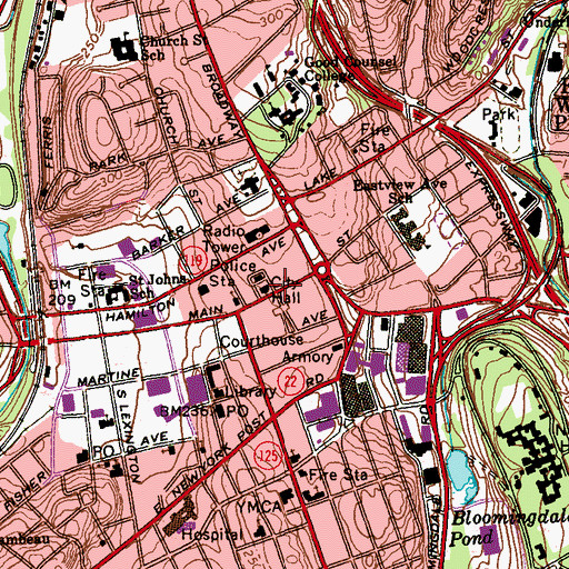Topographic Map of White Plains City Hall, NY