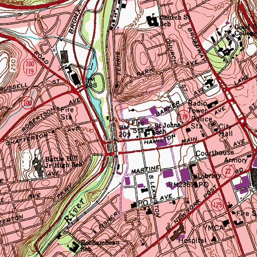 Topographic Map of White Plains Transcenter, NY
