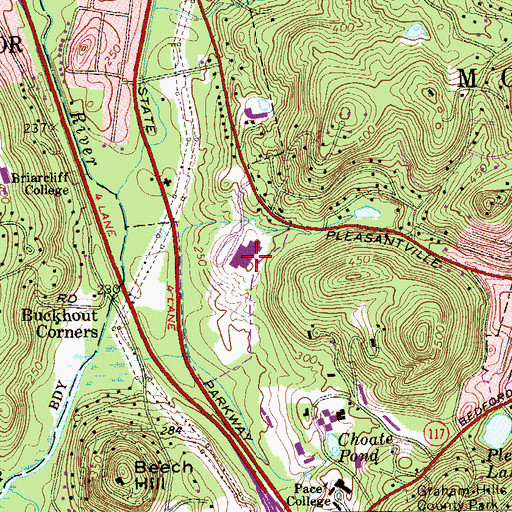 Topographic Map of Briarcliff High School, NY