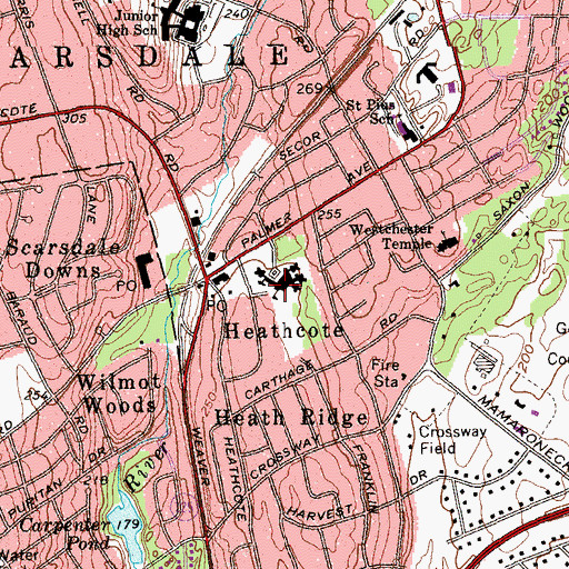 Topographic Map of Heathcote School, NY