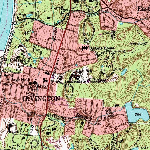 Topographic Map of Irvington High School, NY