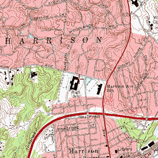 Topographic Map of Louis M Klein Middle School, NY