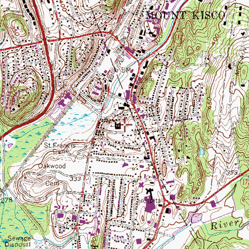 Topographic Map of Mount Kisco Elementary School, NY