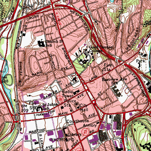 Topographic Map of First Presbyterian Church Cemetery, NY