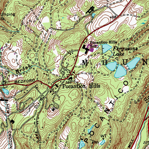 Topographic Map of Union Church of Pocantico Hills, NY