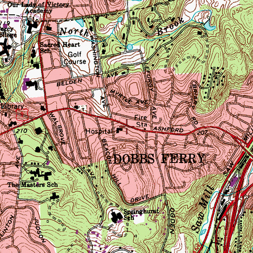 Topographic Map of Saint John's Riverside Hospital Dobbs Ferry Pavilion, NY