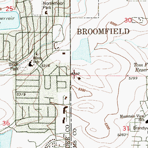 Topographic Map of Broomfield County Commons Cemetery, CO