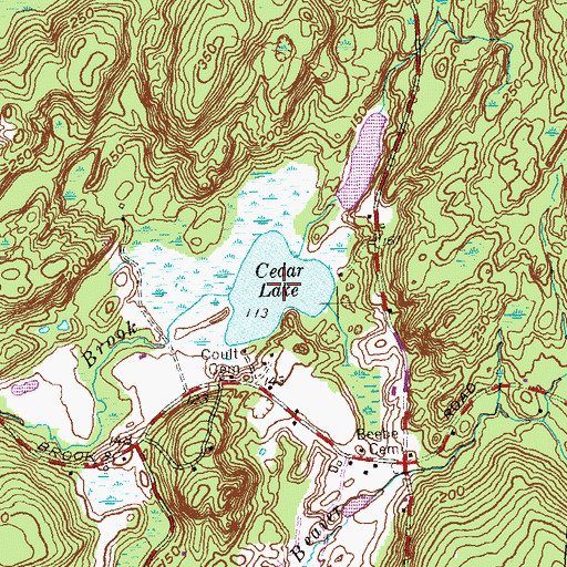 Topographic Map of Cedar Lake, CT
