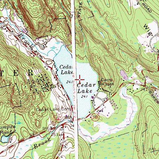 Topographic Map of Cedar Lake, CT