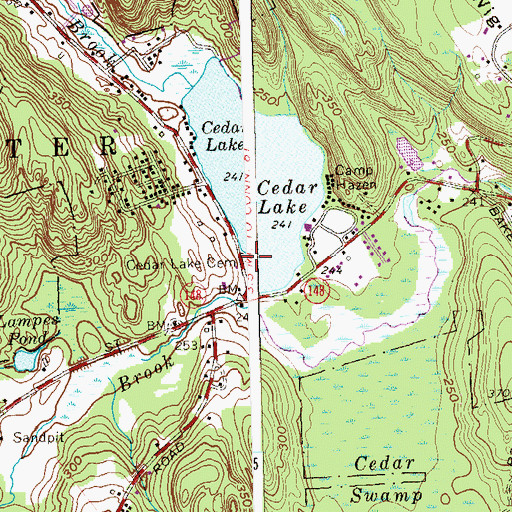 Topographic Map of Cedar Lake Cemetery, CT