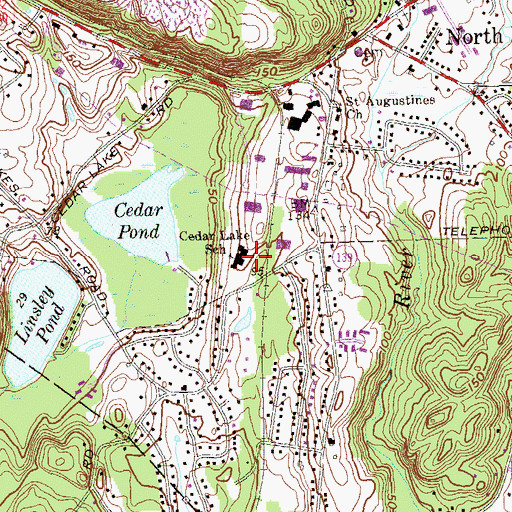 Topographic Map of Cedar Lake School, CT