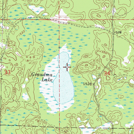Topographic Map of Grandma Lake Wetlands State Natural Area, WI