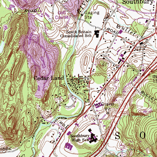 Topographic Map of Cedar Land, CT