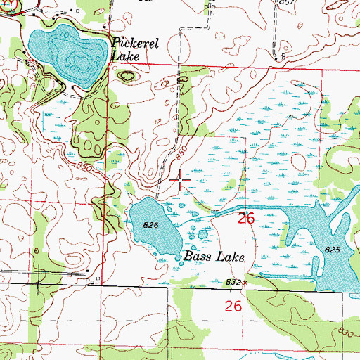 Topographic Map of Bass Lake Fen State Natural Area, WI