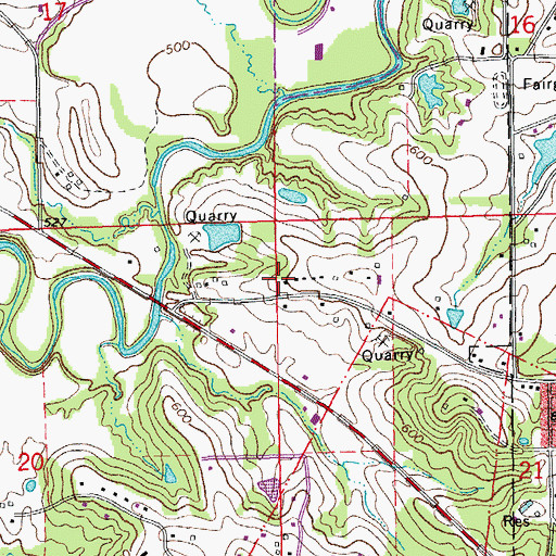 Topographic Map of Washington Fire Department Station 3, MO