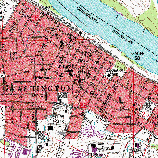 Topographic Map of Saint Peter United Church of Christ, MO