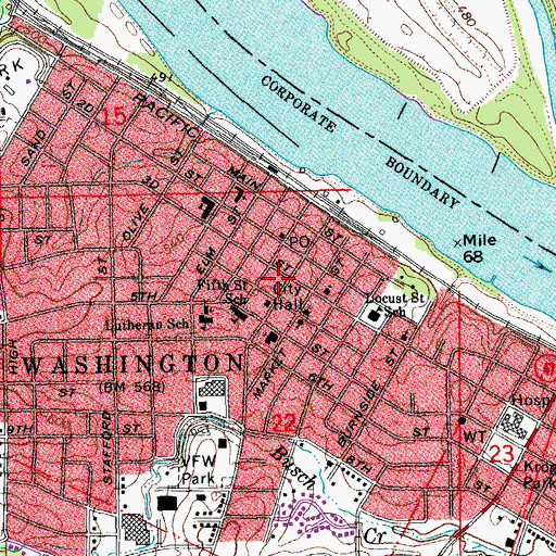 Topographic Map of Washington Police Department, MO