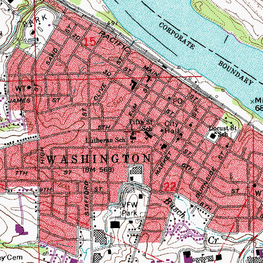 Topographic Map of Evangelical Lutheran Immanuel Church, MO