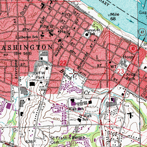 Topographic Map of First Assembly of God, MO