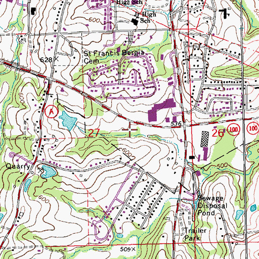 Topographic Map of Washington Post Office, MO