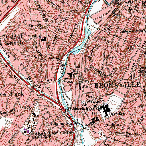 Topographic Map of New York Presbyterian Lawrence Hospital, NY