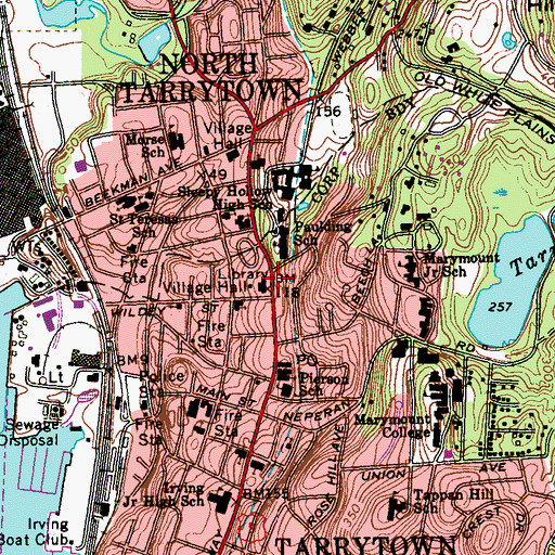 Topographic Map of Warner Library, NY