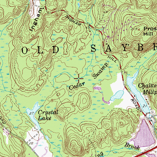 Topographic Map of Cedar Swamp, CT