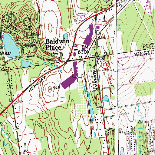 Topographic Map of Baldwin Place Shopping Center, NY