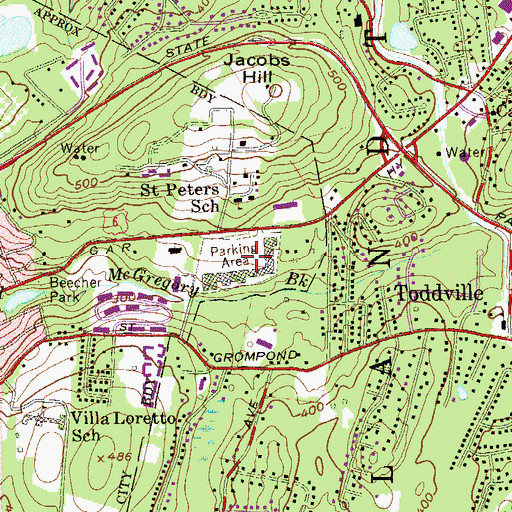 Topographic Map of Beach Shopping Center, NY