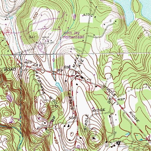 Topographic Map of Cantitoe Corners, NY