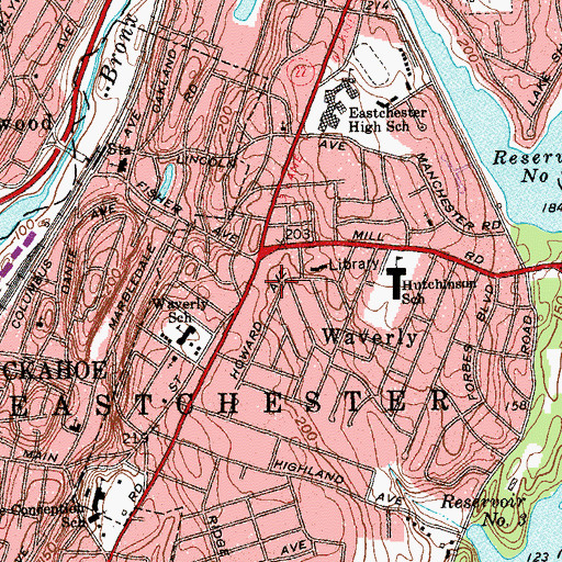 Topographic Map of Eastchester Shopping Center, NY