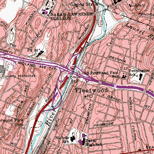 Topographic Map of Fleetwood Station, NY