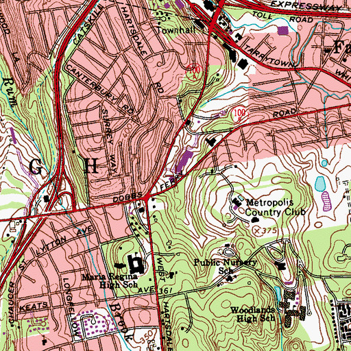 Topographic Map of Greenburgh Shopping Center, NY